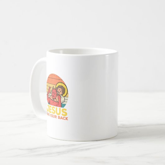 Jesus hat Ihren Rücken Jiu Jitsu Retro Christliche Kaffeetasse (Vorderseite Links)