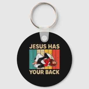 Jesus hat Ihren Rücken Jiu Jitsu Retro Christliche Schlüsselanhänger