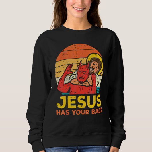 Jesus hat Ihren Rücken Jiu Jitsu Retro Christliche Sweatshirt (Vorderseite)