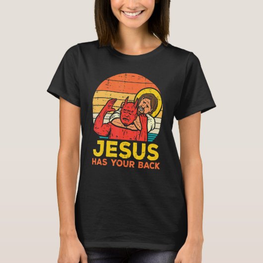 Jesus hat Ihren Rücken Jiu Jitsu Retro Christliche T-Shirt (Vorderseite)