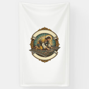 Jesus hat kleine Schraube dicke Teppich DIY Humor_ Banner