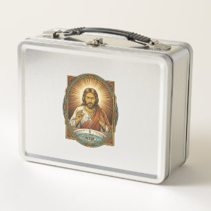 Jesus hat Kontaktlinse ins Badezimmerwaschbeckenab Metall Brotdose