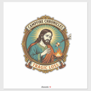 Jesus hat Marshmallow Lagerfeuer Party Fail Humor Aufkleber