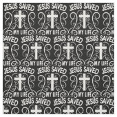 Jesus hat mein Leben Gerettet. Christliches Kreuz. Stoff (Muster)