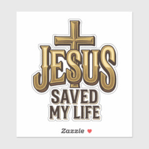 Jesus hat mein Leben gerettet Kreuz Vintage Aufkleber