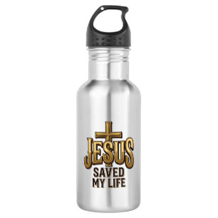Jesus hat mein Leben gerettet Kreuz Vintage Edelstahlflasche