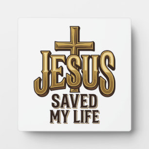 Jesus hat mein Leben gerettet Kreuz Vintage Fotoplatte