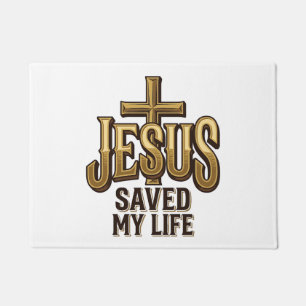 Jesus hat mein Leben gerettet Kreuz Vintage Fußmatte