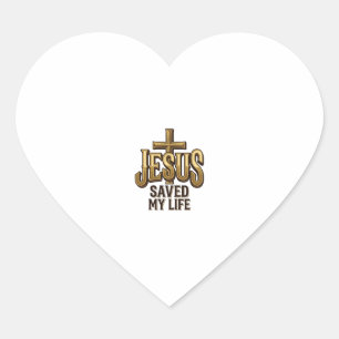 Jesus hat mein Leben gerettet Kreuz Vintage Herz-Aufkleber