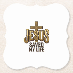 Jesus hat mein Leben gerettet Kreuz Vintage Untersetzer
