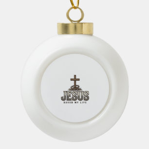 Jesus hat mein Leben gerettet Vintage-Engraving Ch Keramik Kugel-Ornament
