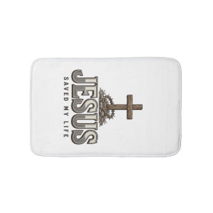 Jesus hat mein Leben gerettet Vintage Gravur Chris Badematte