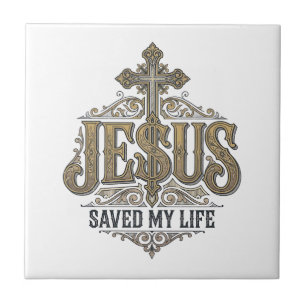 Jesus hat mein Leben gerettet Vintage Gravur Chris Fliese