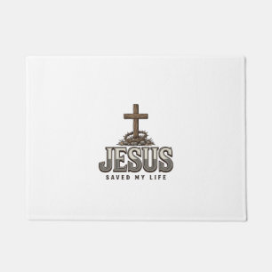 Jesus hat mein Leben gerettet Vintage Gravur Chris Fußmatte