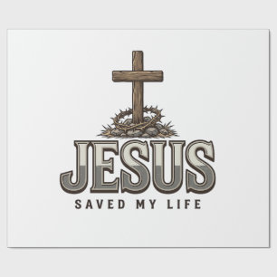 Jesus hat mein Leben gerettet Vintage Gravur Chris Geschenkpapier