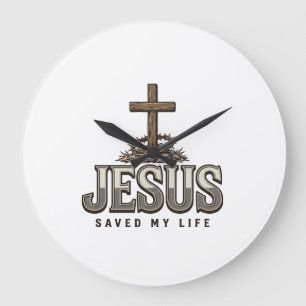 Jesus hat mein Leben gerettet Vintage Gravur Chris Große Wanduhr