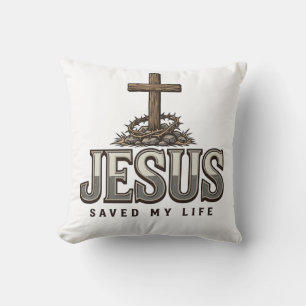 Jesus hat mein Leben gerettet Vintage Gravur Chris Kissen
