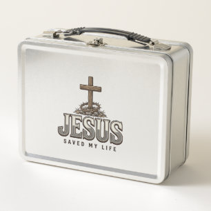 Jesus hat mein Leben gerettet Vintage Gravur Chris Metall Brotdose