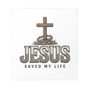 Jesus hat mein Leben gerettet Vintage Gravur Chris Notizblock