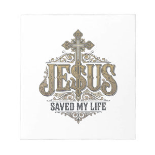 Jesus hat mein Leben gerettet Vintage Gravur Chris Notizblock