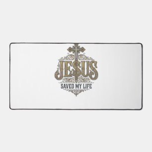 Jesus hat mein Leben gerettet Vintage Gravur Chris Schreibtischunterlage