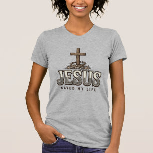 Jesus hat mein Leben gerettet Vintage Gravur Chris T-Shirt