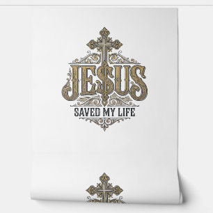 Jesus hat mein Leben gerettet Vintage Gravur Chris Tapete