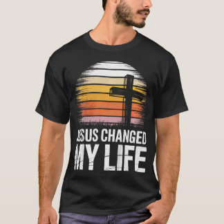 Jesus hat mein Leben verändert Retro Kreuz T-Shirt