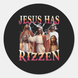 Jesus hat Rizzen Funny Christlich Meme Novelty Jes Runder Aufkleber