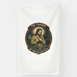 Jesus hat spät nachts Taco-Straßenessen betrunken Banner