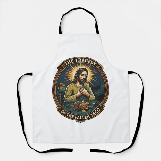 Jesus hat spät nachts Taco-Straßenessen betrunken Schürze (Vorderseite)