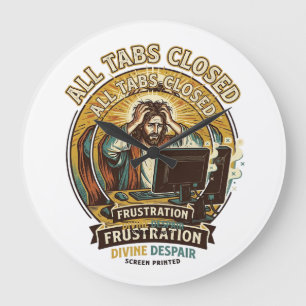 Jesus hat versehentlich alle Browser-Tabs geschlos Große Wanduhr