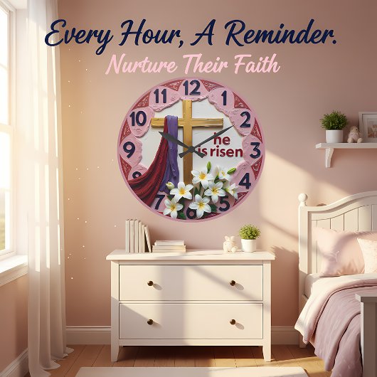 Jesus He Is Risen Easter Große Wanduhr