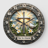 Jesus He Is Risen Radiant Große Wanduhr (Vorderseite)