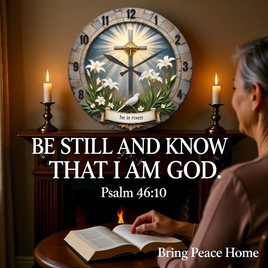 Jesus He Is Risen Stone Große Wanduhr