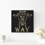 Jesus He is the Way Christlich Motorrad P Quadratische Wanduhr (Zuhause)