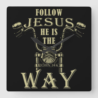 Jesus He is the Way Christlich Motorrad P Quadratische Wanduhr