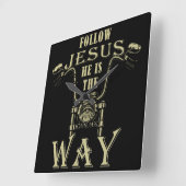 Jesus He is the Way Christlich Motorrad P Quadratische Wanduhr (Winkel)