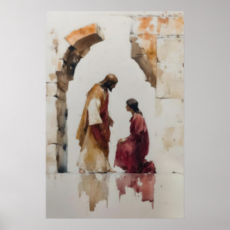 Jesus Healing Print Minimalist Bible Miracle Poster