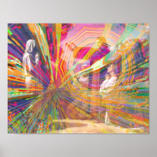 Jesus hebt Lazarus NeonpastellPinwheel an Poster