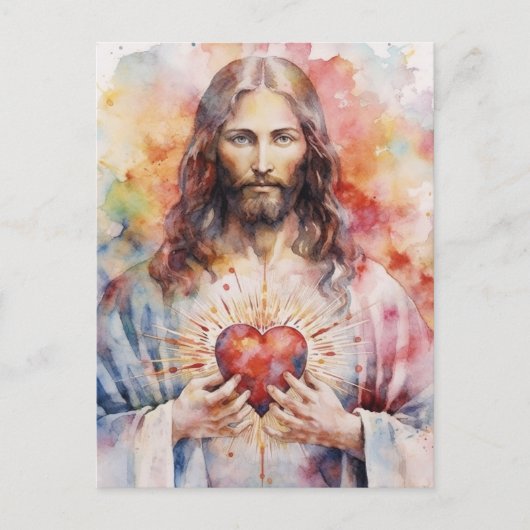 Jesus heilige Herzfarbe Postkarte (Vorderseite)