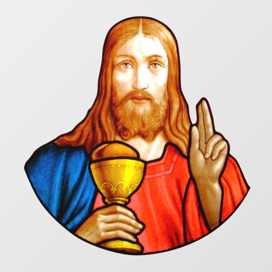 Jesus Heilige Kommune Imitate festgehaltenes Glas Fensteraufkleber (Blatt)