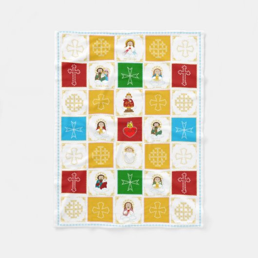 Jesus, Heilige und Engel Fleecedecke (Vorderseite)