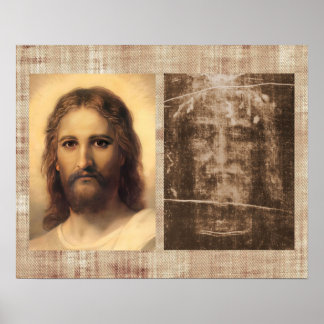 Jesus Heiliges Gesicht und das Tuch von Turin Poster