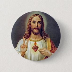 Jesus Heiliges Herz Friedenszeichen Porträt Button