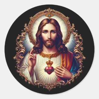 Jesus Heiliges Herz Runder Aufkleber