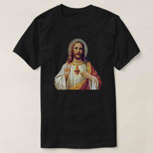 Jesus Heiligstes Herz Friedenszeichen Porträt T-Shirt