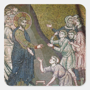 Jesus heilt die Verkrüppelten und die Blinden Quadratischer Aufkleber