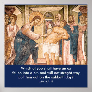 Jesus heilt Mann mit Wassersucht - Plakat