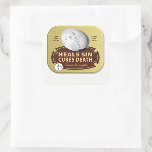 Jesus heilt Pille - Christlich heilt Gott Quadratischer Aufkleber (Tasche)
